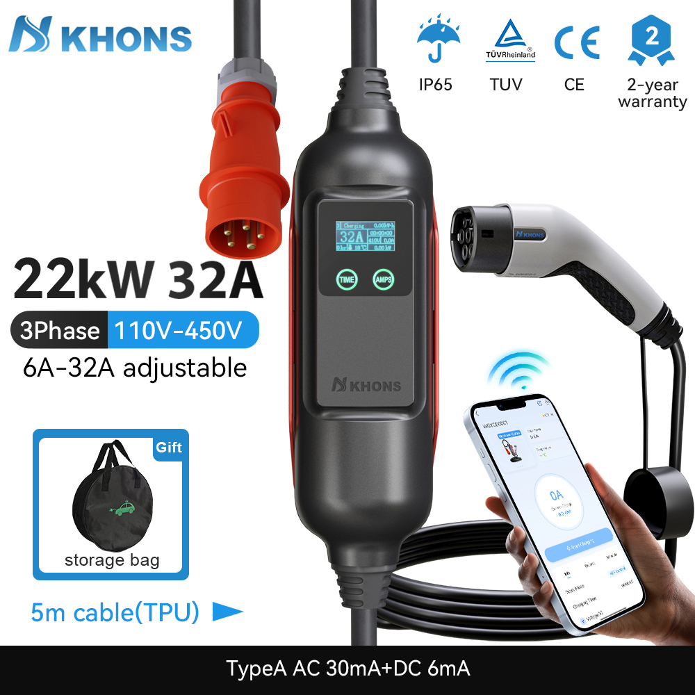 Khons Przenośna ładowarka EV T – Portable Ev Charger 32A Type 2 Cee Plug recenzja i cena